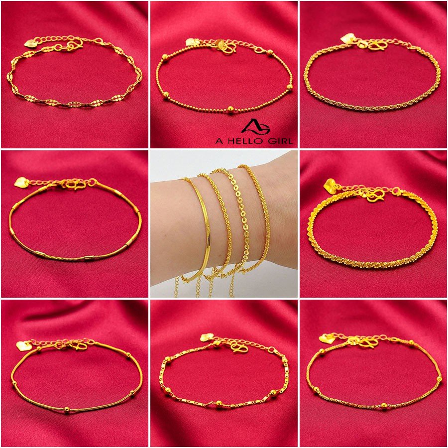 Gelang Emas Wanita Ahellogirl 18K Perhiasan Mewah