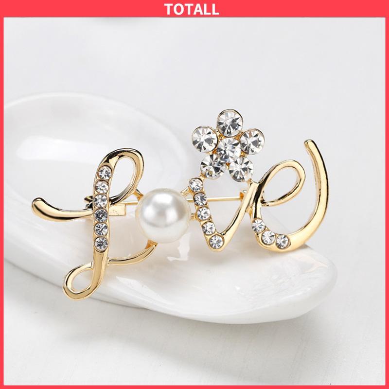 COD Bunga mutiara berlian brooch surat cinta-Totall