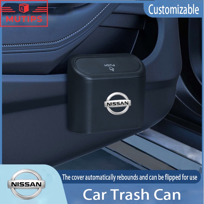Nissan Tempat Sampah Mini Portable Mobil Gantung Tutup Flip Dustbin Back Seat Waterproof ABS Storage Box Organizer Untuk Skyline Terra Livina Note Maret Juke Xtrail Magnite Kicks Navara Sere
