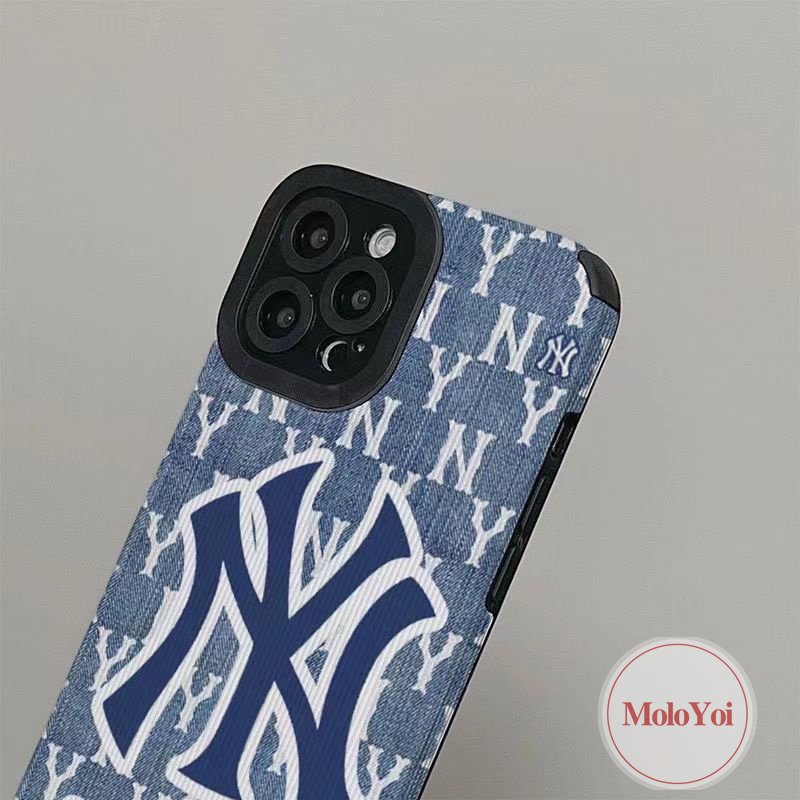 Casing Stiker Tekstur Gaya Eropa Dan Amerika Trendi Merek NEW YORK Kompatibel Untuk IPhone XR X XS Max7 8 Plus 14 12 11 13 Pro Max 7Plus Ponsel Kulit Mewah Soft Cover