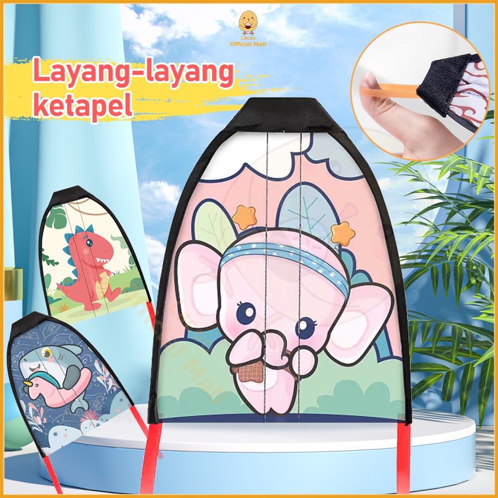 Lacoo Layangan kecil Ketapel layangan strip ekor Mainan Layang-Layang kartun Mainan olahraga anak