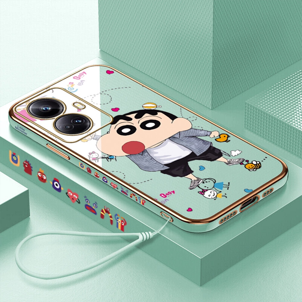 Casing Case For Infinix Hot 8 Hot 8 Pro Spark4 Hot 9 Hot 9 Pro Hot 9 Play Hot 10 Hot 10s Hot 10s Nfc Hot 10T  Hot 10 Play Hot 11 Play Hot 11 2021 Case Fashion Cute Anime Crayon Shin-chan Luxury Soft TPU Square Phone Case Anti Gores Rubber Cases For Girls