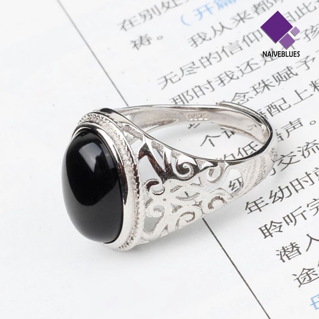 &lt; Naiveblues &gt; Pria Vintage Buatan Permata Ukiran Band Jari Cincin Perhiasan Perjamuan Hadiah