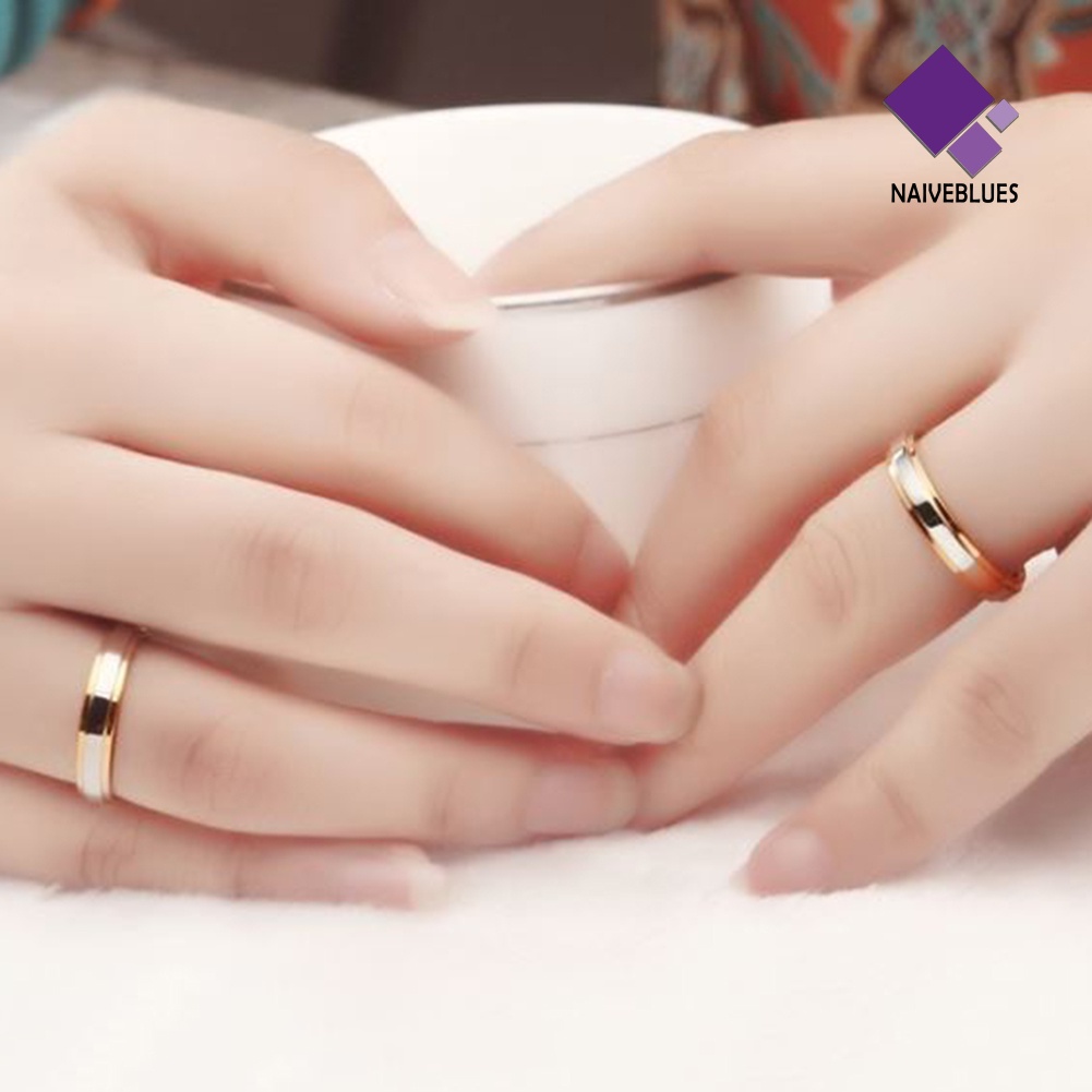 &lt; Naiveblues &gt; Pasangan Kekasih Fashion Wanita Baja Titanium Pertunangan Pernikahan Cincin Perhiasan