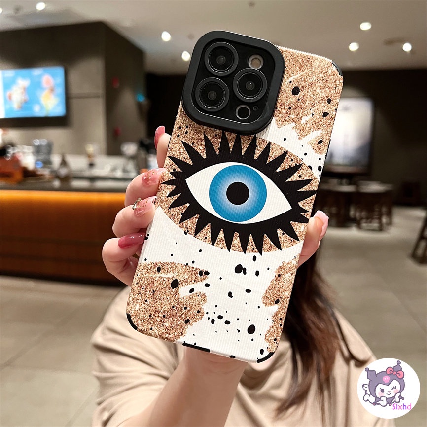 IPHONE Fashion Kreatif Mata Biru Kompatibel Untuk Iphone14 13 12 11 Pro Max SE 2020 X Xr Xs Max8 7 Plus Perlindungan Shockproof Phone Case Soft Silicon Cover XJJJJ