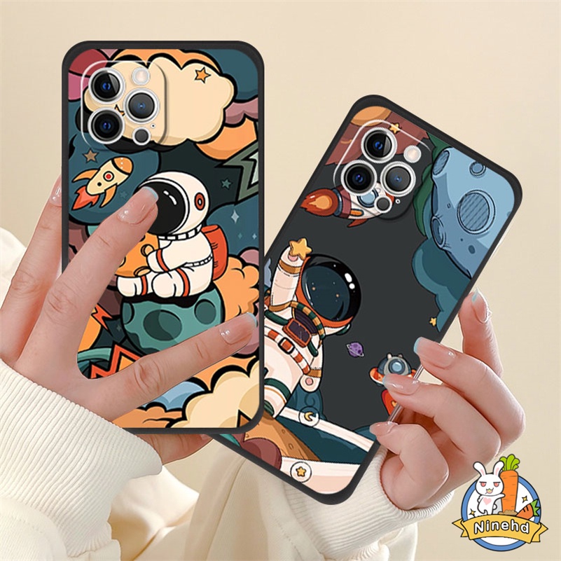 Casing Infinix Hot 20s 20i 20 12 12i 11 10 9 Play Lite Note10 Pro Smart 6 5 Pro Fashion Astronot Warna-Warni Lukisan Minyak Silikon Tepi Lurus Casing Ponsel Tahan Debu Soft Cover