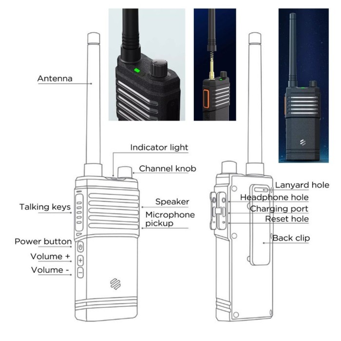 XIA0M1 Handie Walkie Talkie 16 Chanels Jangkauan 6 Km A108P