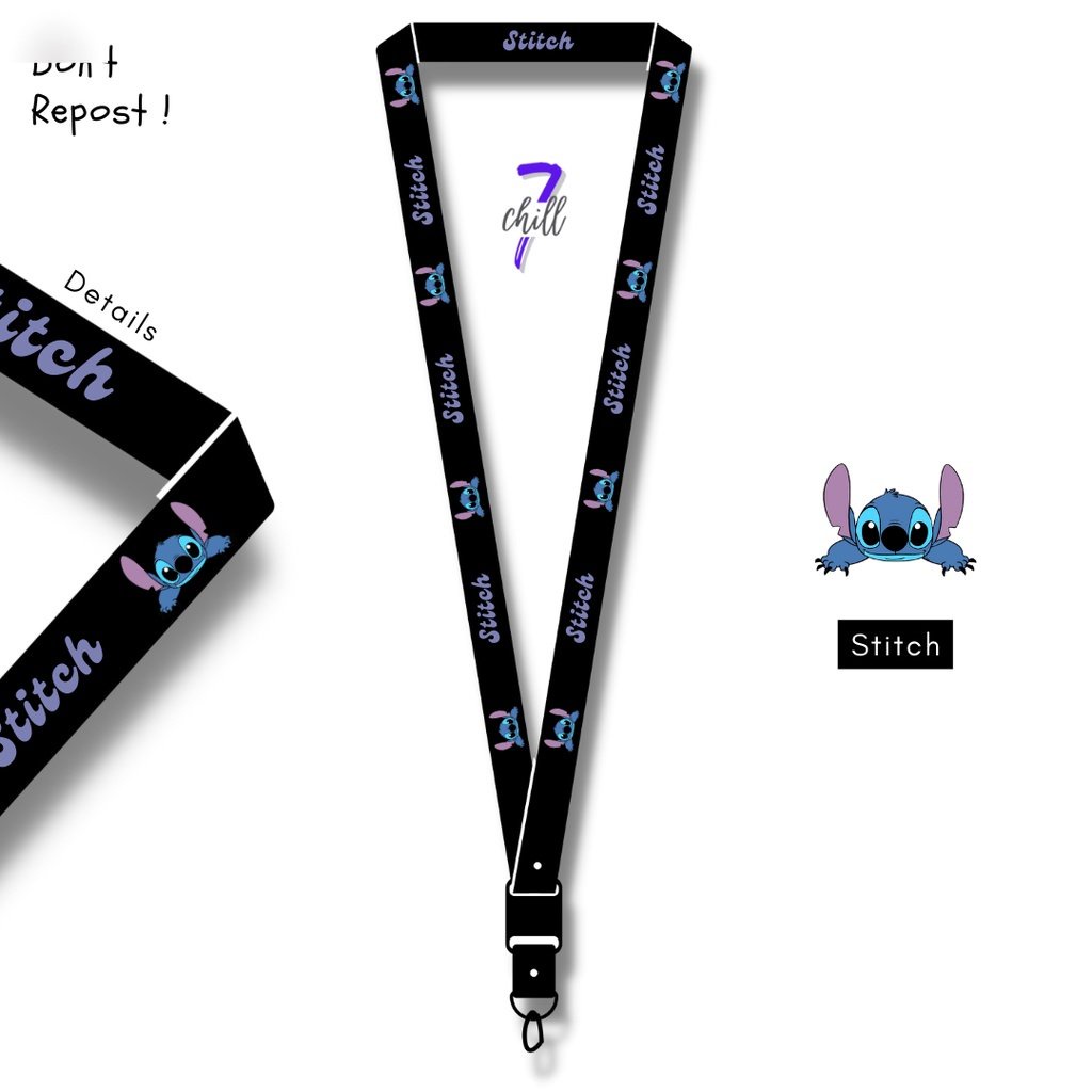 

Lanyard Spongebob Stitch ScoobyDoo ID Card Custom Kartun Tali Gantungan Pods Name Tag Kartu Nama