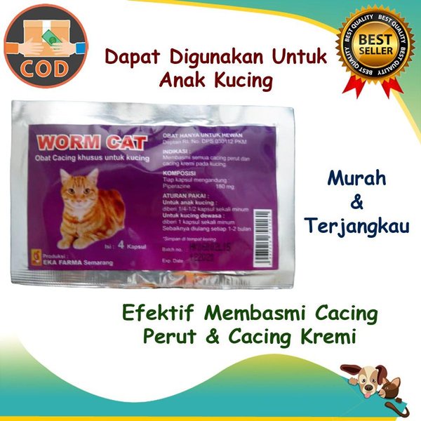 JUAL WORM CAT 4 KAPSUL EKA FARMA OBAT CACING KHUSUS KUCING ANJING UNTUK ANAKAN KITTEN MAUPUN DEWASA