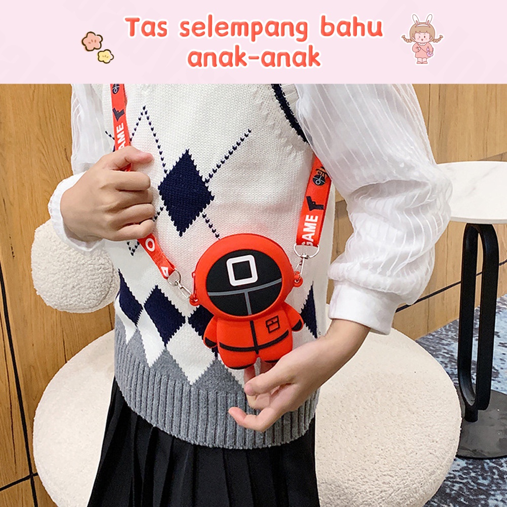 Halo Baby Tas Pop it Karakter Squid Game/Tas Sselempang Anak/Tas Anak Pop it Fidget Toys