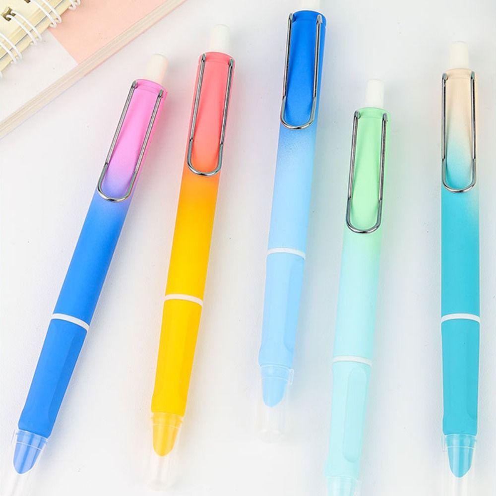 Nanas 5 Pcs Fountain Pen Hadiah Siswa Gradien Warna Converter Filler Tekan Tipe EF Nib