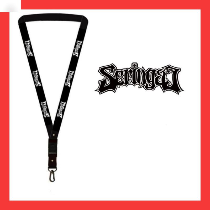 

TALI LANYARD SERINGAI SERIGALA MILITIA BAND METAL ROCK MUSIM HITAM ID CARD NAMA
