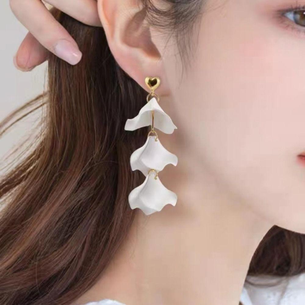 Needway Korea Anting Pernikahan Panjang Trendi Elegan Rumbai Indah Kelopak Drop Earrings