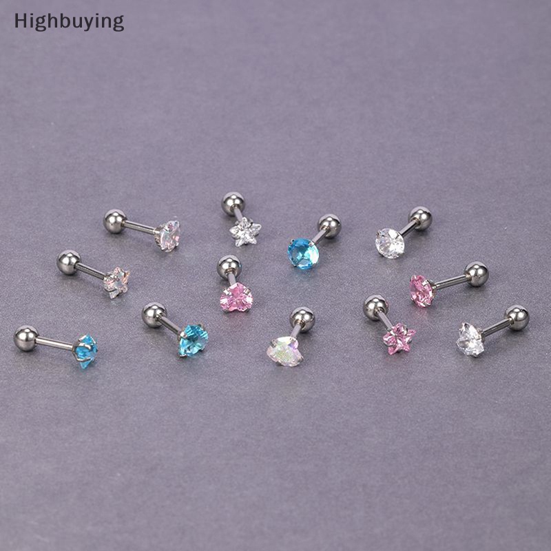 Hbid 1pasang 5mm Multicolor Kristal Stud Anting Untuk Wanita Telinga Tulang Kuku Tulang Rawan Anting-Anting Spiral Stud Earrings Tubuh Perhiasan Hadiah Glory