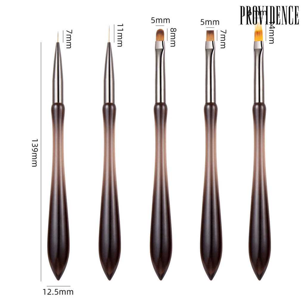 Providence 5Pcs Nail Art Brushes Bulu Lembut Pegangan Ergonomis Dapat Digunakan Kembali Tidak Menggeser Beberapa Bentuk Ujung UV Gel Ekstensi Tukang Kuas Lukisan Pena Kuku Perlengkapan Kuku