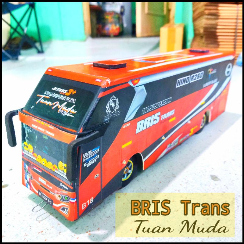 Miniatur Bus Telolet Basuri Bris Trans Tuan Muda Full Lampu