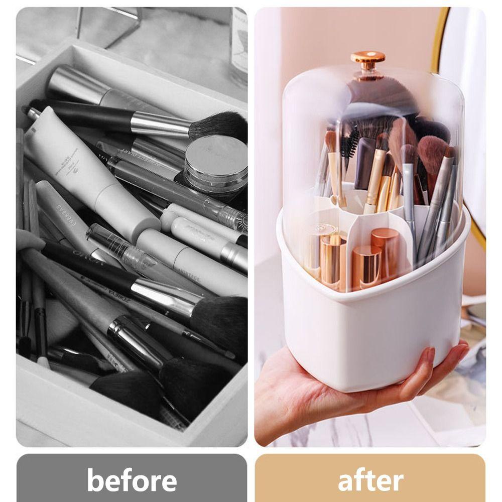 Needway   Tempat Kuas Make Up Portable Transparan Multifungsi Eye Shadow Pensil Alis Dengan Tutup Brushes Tempat Pena Wadah Lipstik Plastik