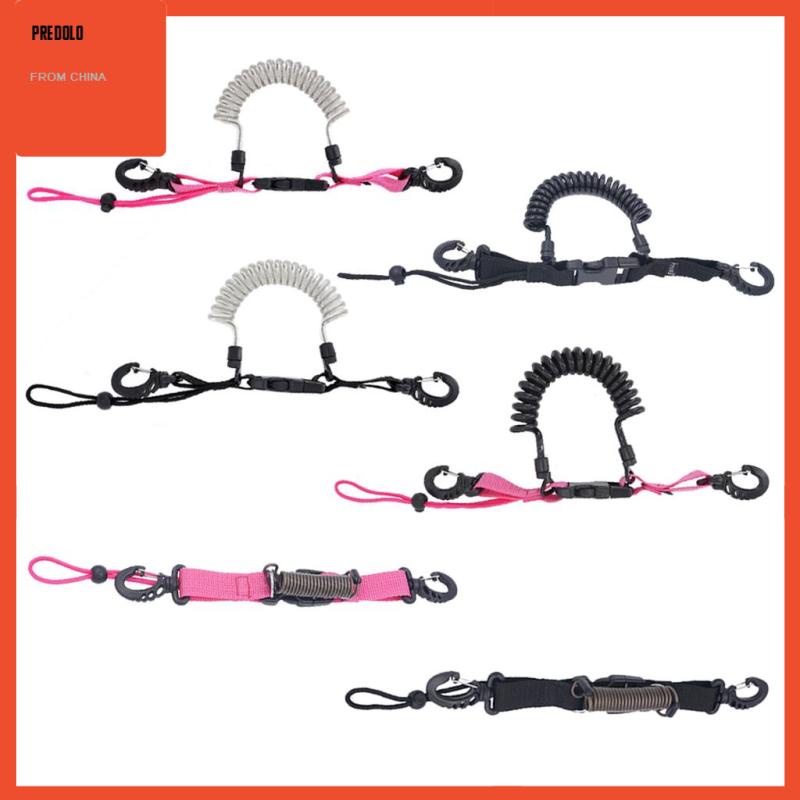 [Predolo] Scuba Diving Elastis PU Coil Spring Torch Lanyard Klip Pelepas Cepat Hitam