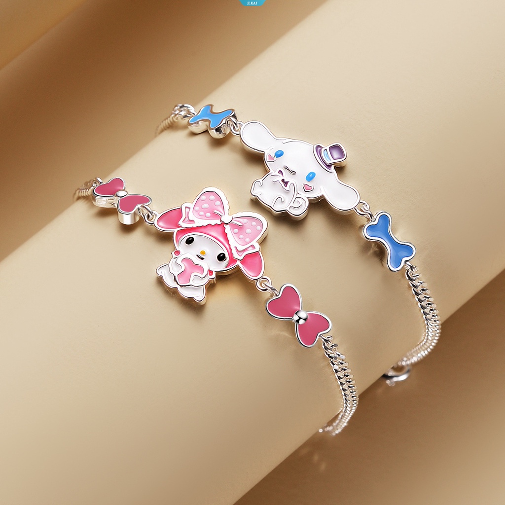 Kawaii Sanrio Lucu Baru Mymelody Cinnamoroll Gelang Pasangan Pacar Gelang Hadiah Hari Valentine Aksesoris Perhiasan Cewek [ZK]