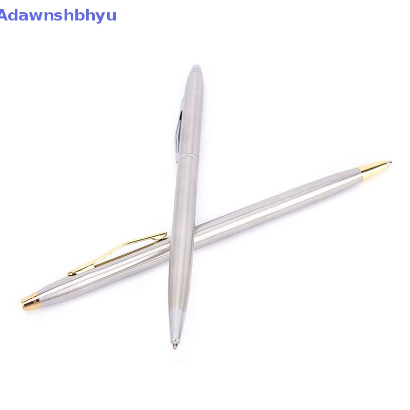 Adhyu 1pc Bolpoin Metal Alat Tulis Stainless Steel Rod Rotag Pen Ballpen ID