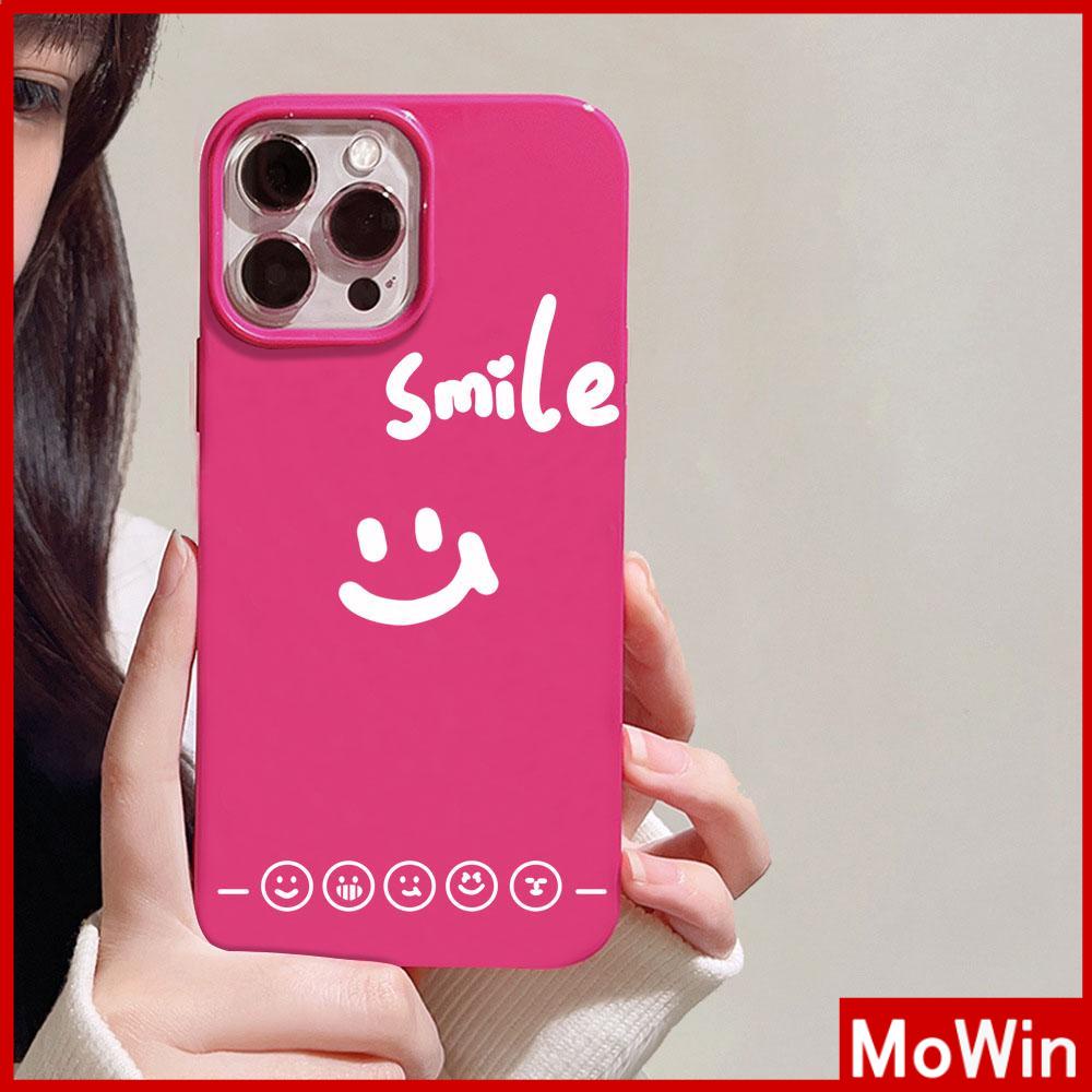 For iPhone 14 Pro Max iPhone Case Pink Glossy TPU Soft Case Shockproof Protection Camera Simple Smiley Compatible with iPhone 13 Pro max 12 Pro Max 11 xr xs max 7Plus 8Plus