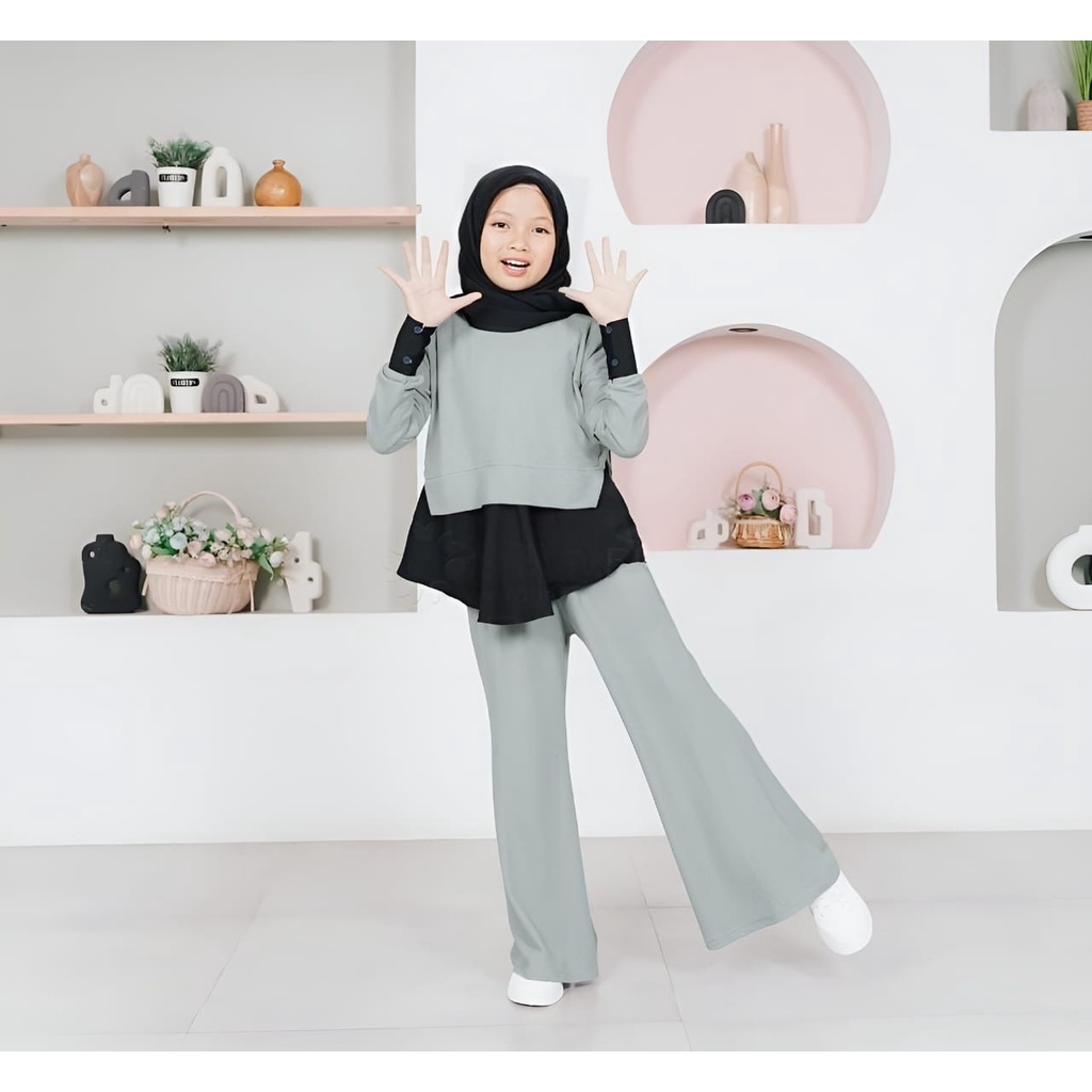 Thyra Set Kid Setelan Muslim Anak Perempuan Crinkle Airflow Termurah