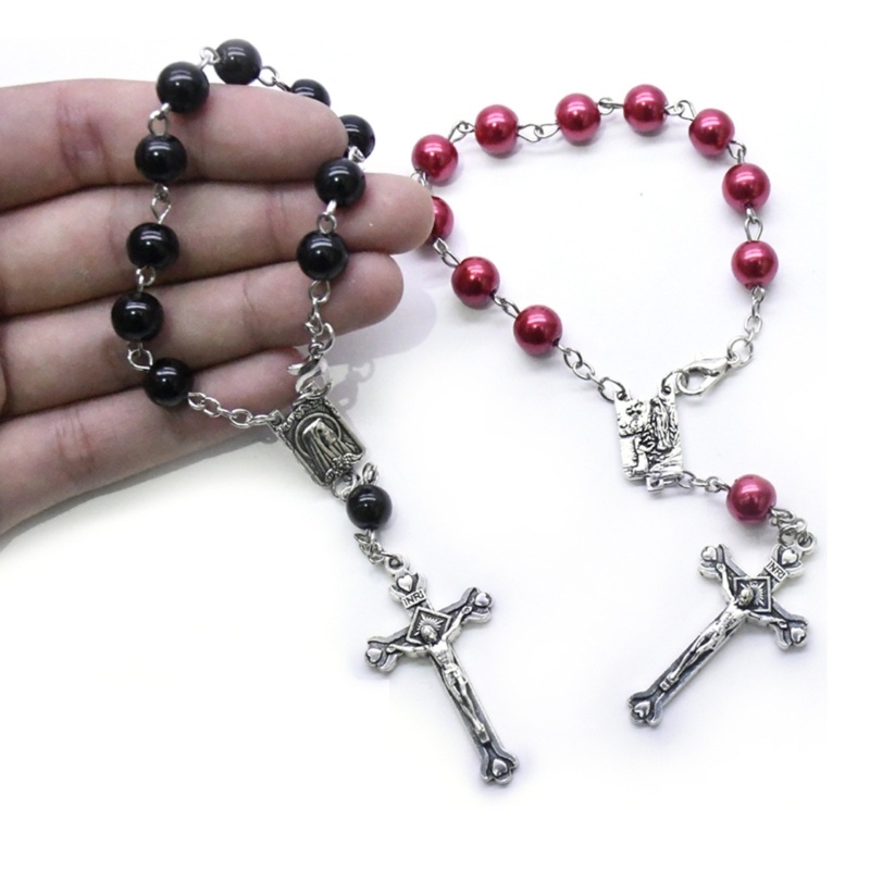 Siy Rosario Mini Baptis Favor 11-Bead Pearl Finger Rosaries Weddings Party Favor Baptis Rosario Jari Baptis Rosaries