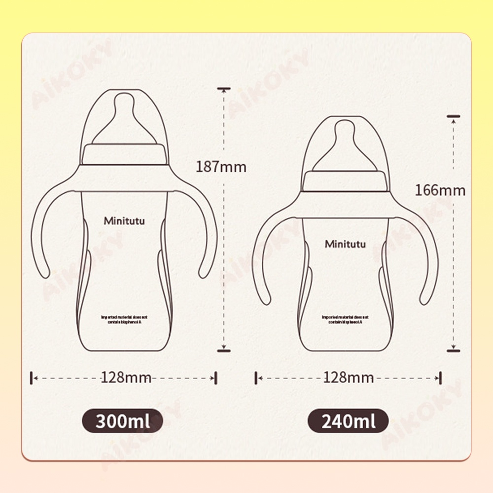 AIKOKY 3 In1 Botol Minum Bayi Sedotan Anti Tumpah Training Cup Baby BPA Free