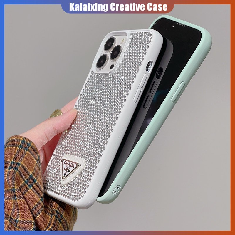 IPHONE Casing Prada Berlian Imitasi Fashion Mewah Untuk Iphone14 Pro Max14Plus12 13 Pro Max Casing Ponsel Mengkilap