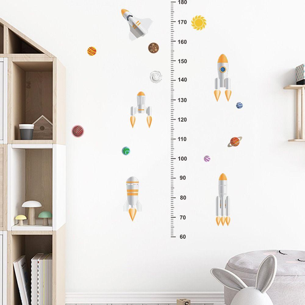 NEEDWAY Needway Pengukur Tinggi Badan Stiker Dinding Lucu Praktis Astronot Perlengkapan Perawatan Bayi PVC Sun Planet Baby Nursery Wall Decals