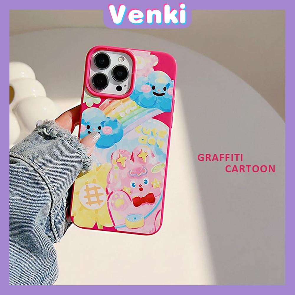 VENKI - For iPhone 11 iPhone Case Candy Case Red Glossy TPU Soft Case Shockproof Protection Camera Cute Cartoon Graffiti Compatible with iPhone 14 13 Pro max 12 Pro Max xr xs max