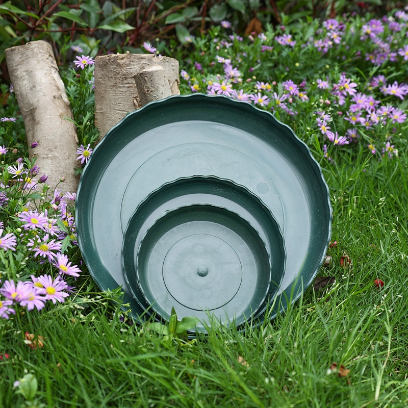 Tray Drainase Pot Hijau Bentuk Bulat Tahan Lama/Alas Pot Bunga Resin Lembut/Perlengkapan Taman Indoor Outdoor