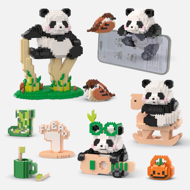 Mainan Puzzle Anak Baru Partikel Kecil Panda Blok Bangunan Model Rakitan Mainan Dekorasi Desktop Mainan Hadiah Hari Anak Hadiah Ulang Tahun