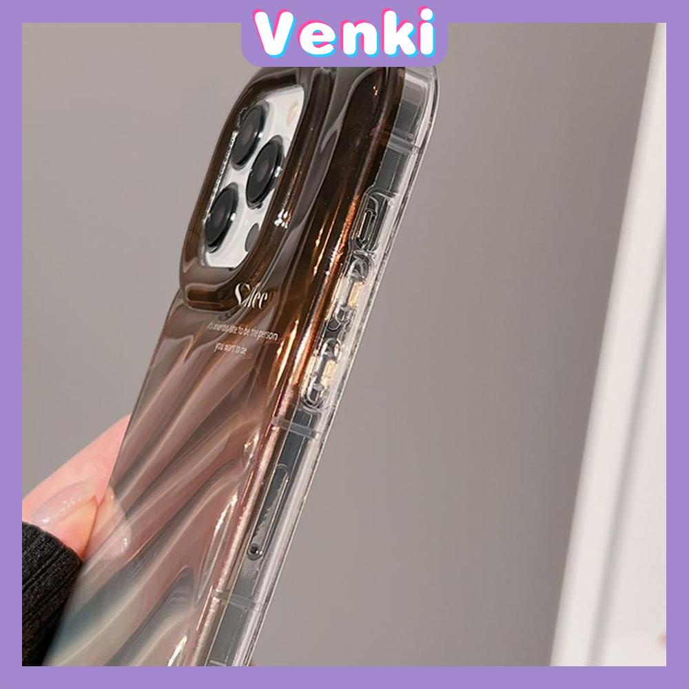 VENKI - For iPhone 11 iPhone Case Laser Reflective Transparent Phone Case TPU Soft Shockproof Airbag Case Protective Camera Brown English Compatible with iPhone 14 13 Pro max 12