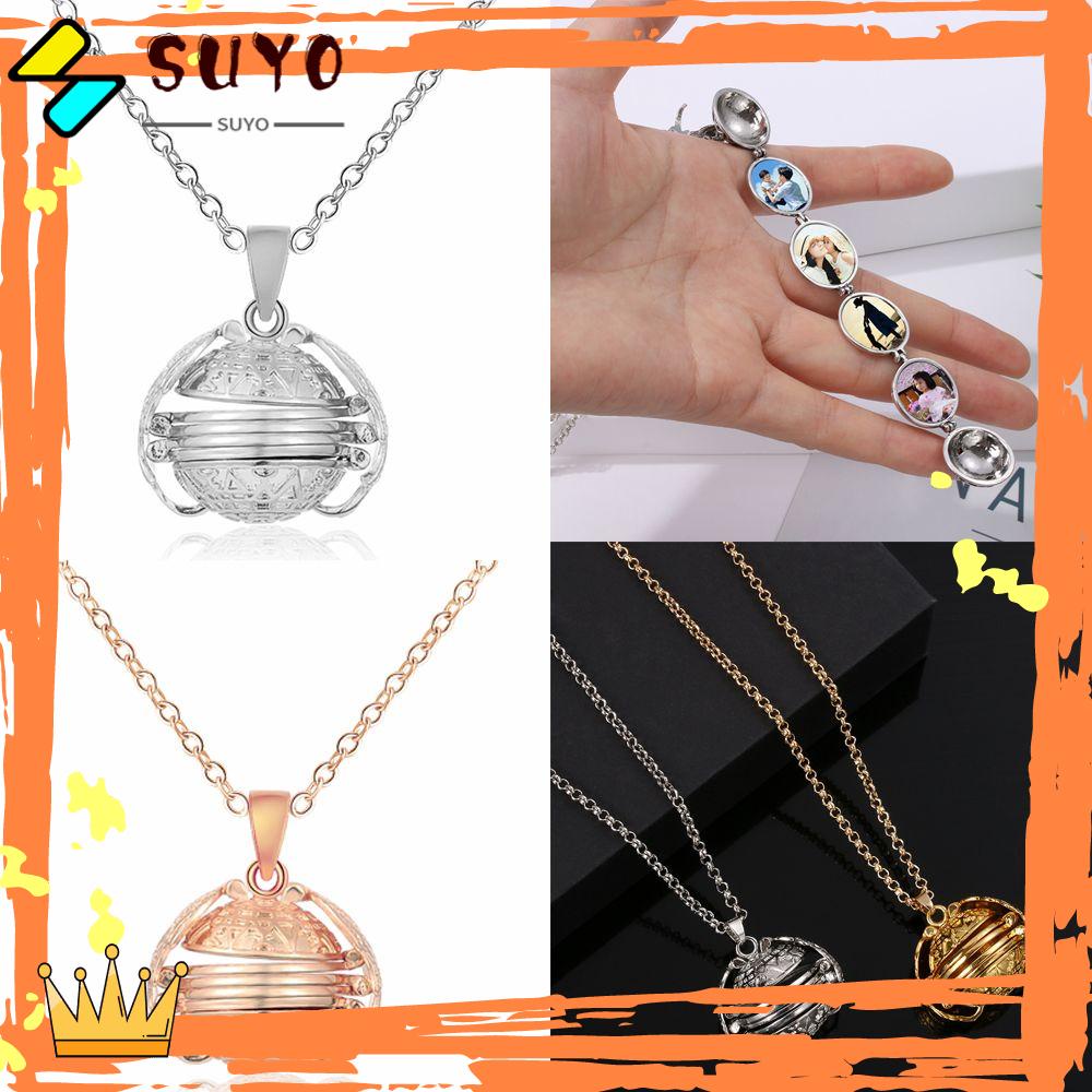 Suyo Memory Floating Locket Necklace Foto Keluarga Baru Expanding Angel Wings