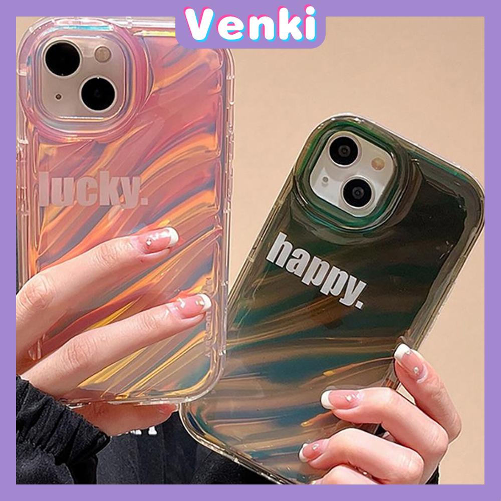 VENKI - For iPhone 11 iPhone Case Laser Reflective Transparent Phone Case TPU Soft Shockproof Airbag Case Protection Happy Lucky Compatible with iPhone 14 13 Pro max 12 Pro Max xr