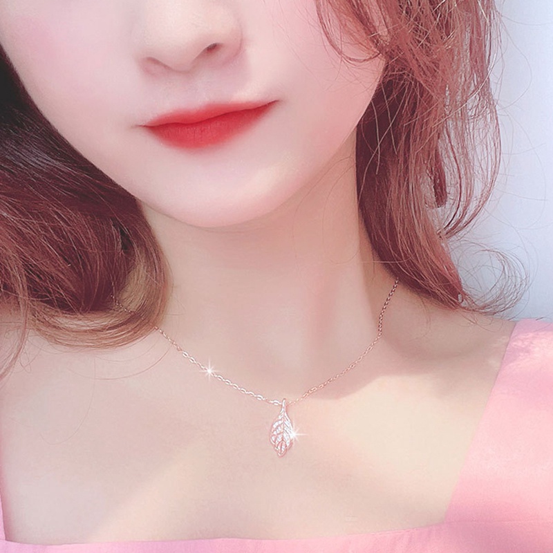 Leaf Charm Liontin Kalung Untuk Wanita Fashion Daun Perak Pendek Kalung Perhiasan Hadiah Ulang Tahun Wanita