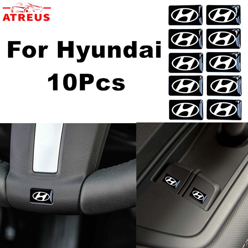 10pcs 3D Stiker Mobil Setir Pintu Jendela Saklar Tombol Lencana Dekorasi Aksesoris Mobil Untuk Hyundai Creta Stargazer Grand i10 Kona Tucson Ioniq 5aksen Palisade H1 Santa F