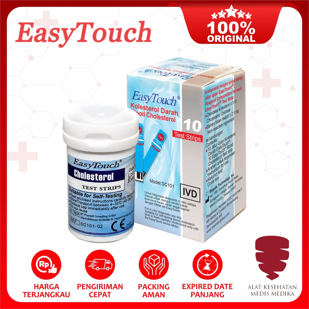 Strip Easy Touch Cholesterol Kolesterol Isi 10 Refill Murah Cocok untuk Alat GCU EasyTouch Kolestrol