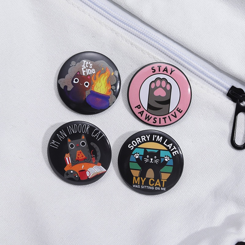 Kartun Anime Karakter Hewan Bulat Tinplate Pin Kucing Lucu Anggur Soda Bros Lencana Kerah Pin Aksesoris Pakaian Perhiasan Hadiah