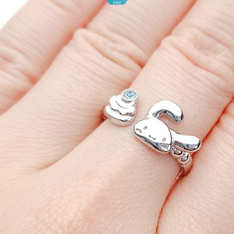 Kawaii Lucu Sanrio Cinnamoroll Dessert Ring Sterling Silver Electroplate Fashion Kepribadian Gadis Hadiah Natal Untuk Pacar [ZK]