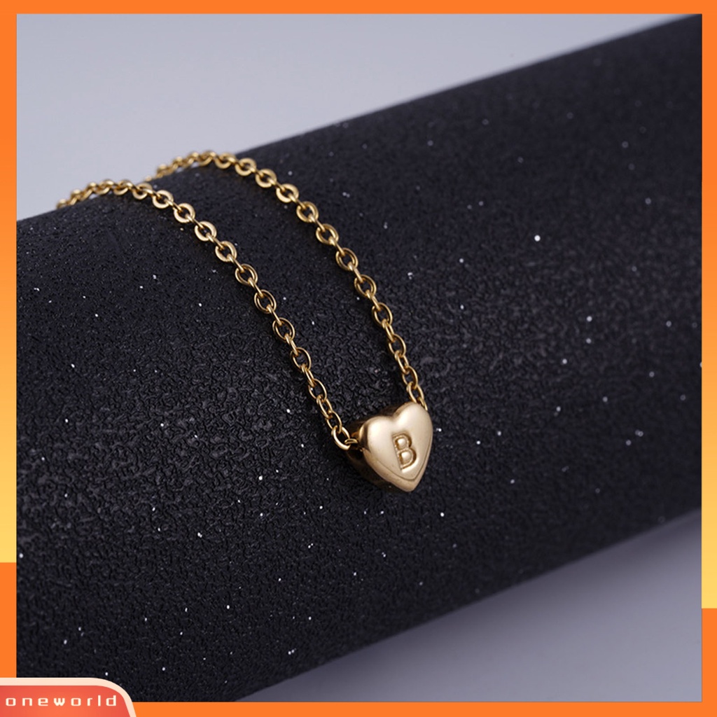 [ONE] Wanita Kalung Huruf Hati O Rantai Sederhana Disabit Indah Liontin Kalung Perhiasan Hadiah