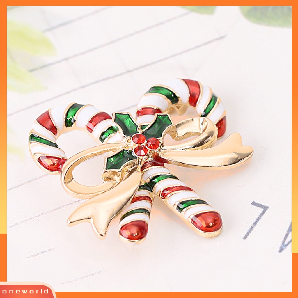 [ONE] Bros Natal Meriah Enamel Warna-Warni Berlian Imitasi Mengkilap Bertatahkan Serbet Tempat Cincin Hadiah Tahun Baru Bell Wreath Gift Box Sepatu Snowman Breastpin Perhiasan Party Favors