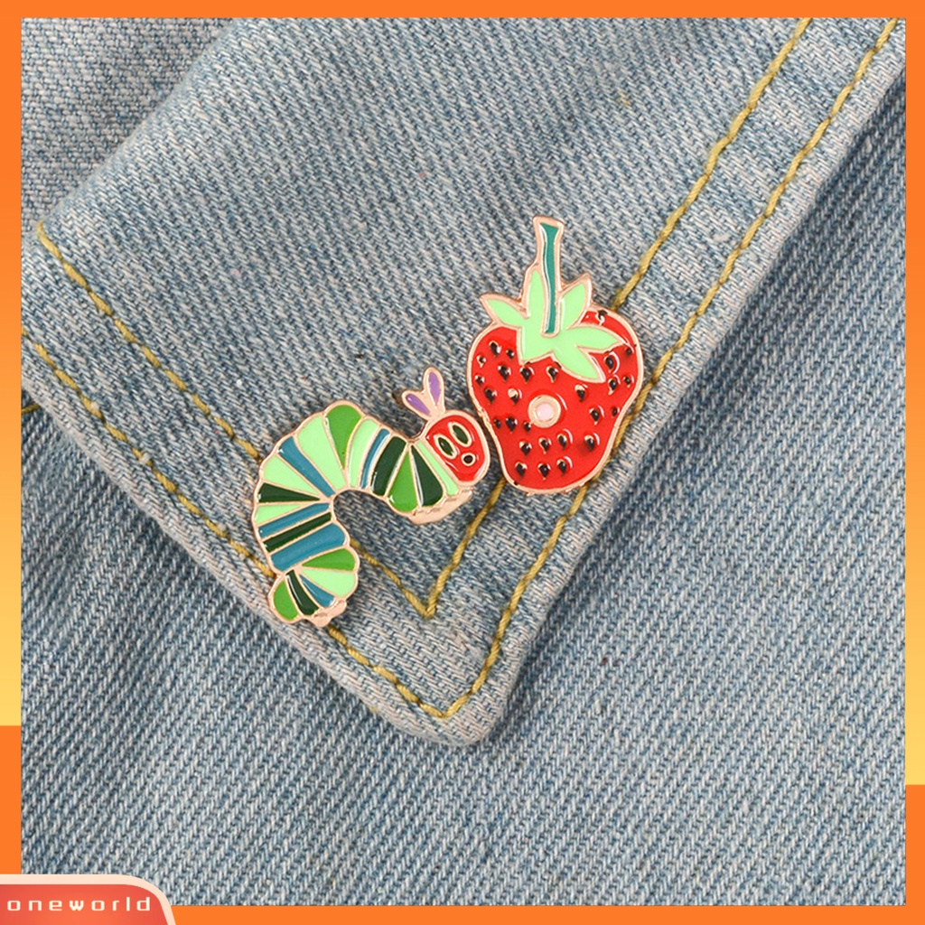 [ONE] Bros Pin Kartun Enamel Warna-Warni Hias Geometris Strawberry Hewan Kerah Lapel Lencana Pria Wanita Perhiasan Pakaian Yang Sesuai Dengan Hadiah Nikmat Pesta