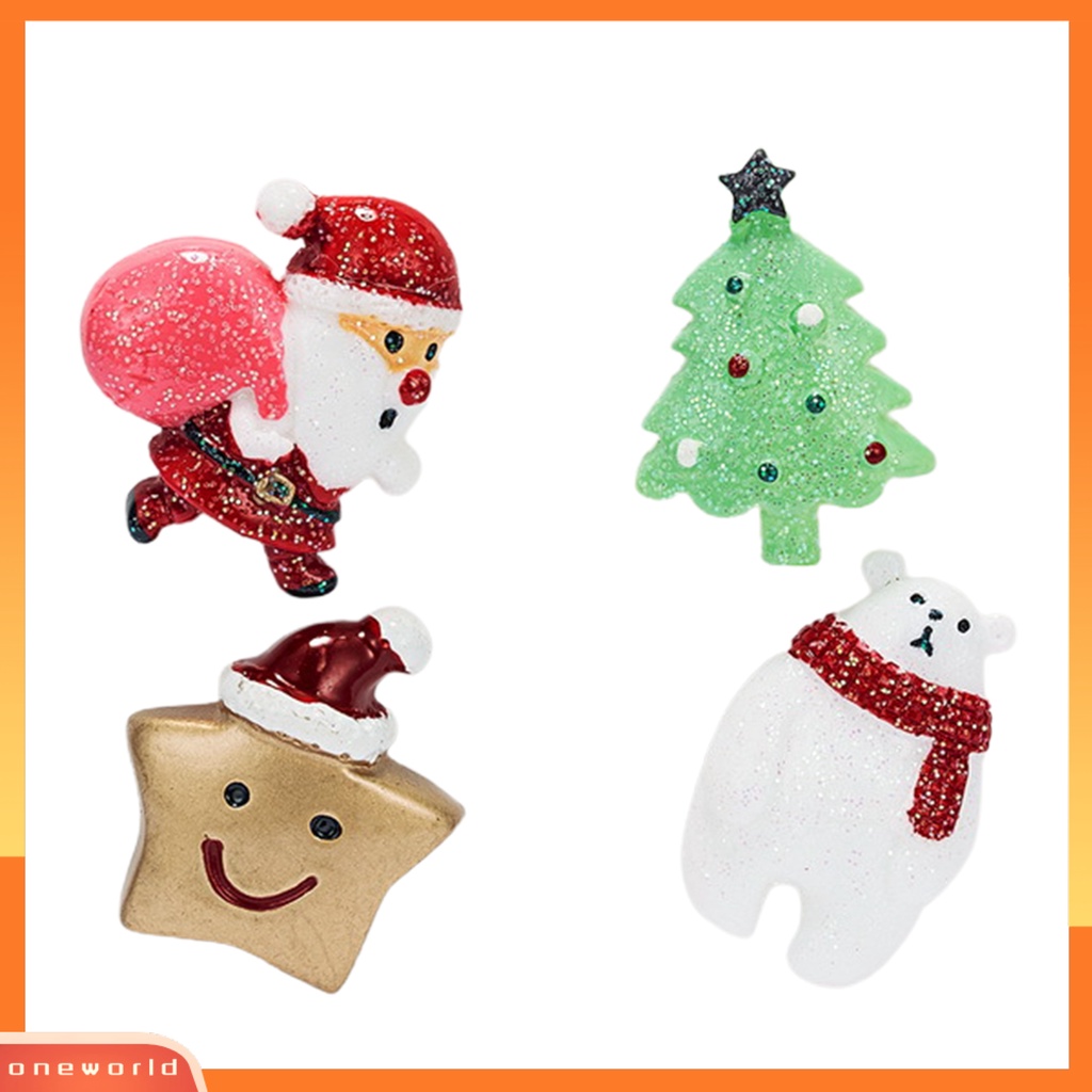 [ONE] 3pcs/set Bros Natal Vintage Meriah Lucu Kartun Geometris Tidak Luntur Hias Dengan Kartu Kertas Santa Claus Elk Snowman Xmas Bros Lencana Pin Perlengkapan Pesta