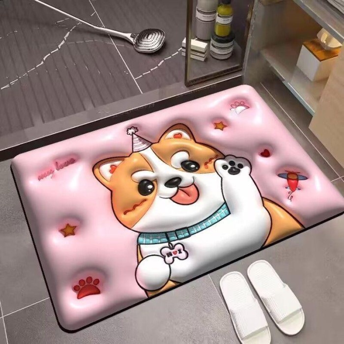 Keset 3D Motif Timbul / Keset Kaki 3D Karakter Anti Slip Mudah Menyerap Air Keset Kamar Mandi