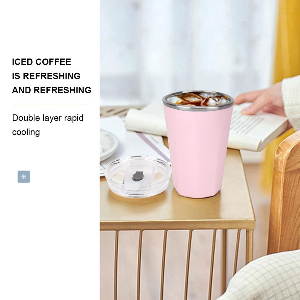 Cangkir Pendingin Warna Solid Pengganti Gaya Sederhana 330ml Musim Panas Disegel Anti Bocor Mulut Lebar Reusable Home Office Mug