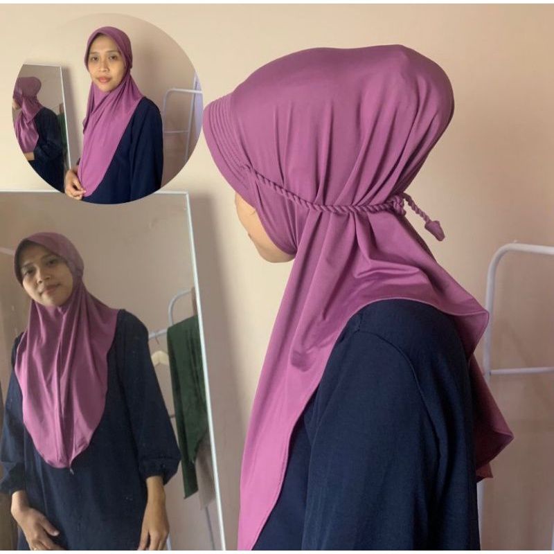 Hijab Bergo Jersey  Tali Kepang /Ulir Hijab Instant Jersey Premium