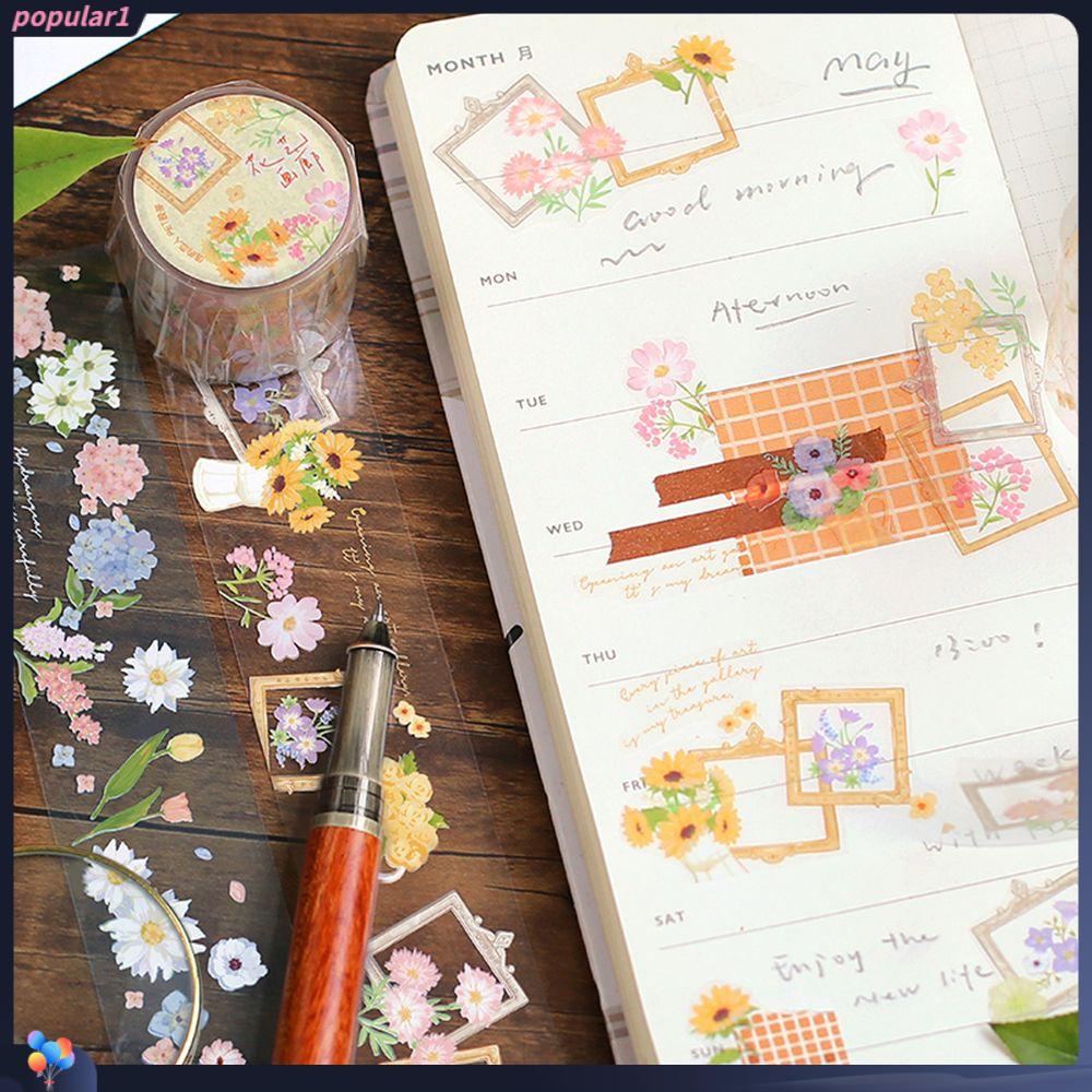 Populer.ng Tape Cute Planner Bunga Burung Hewan Tahan Air Stiker Perekat Diri