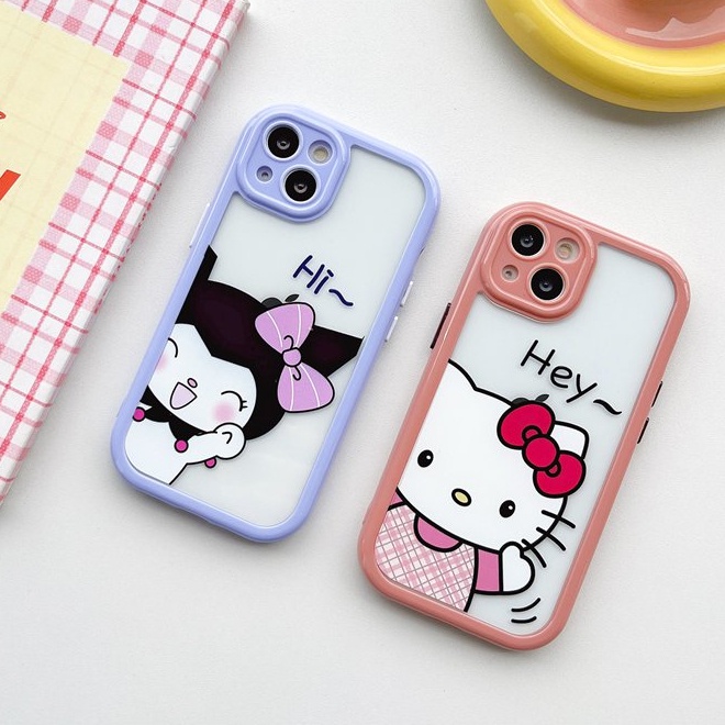 All New Cream Non-slip Camera Protect Soft Case IPhone X XR XS Max 11 12 13 14 Pro Max Women Girl Pretty Cute Kuromi Sanrio Melody Cartoon Phone Case Purple